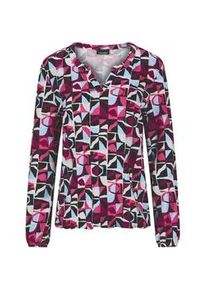 Print-Shirt GOLDNER "Kurzgr&ouml;&szlig;e Druckshirt aus Viskose mit Rundhals", Damen, Gr. 24, pink (pink, gemustert), Obermaterial: 95% Viskose CV. 5% Elasthan EL., Shirts, Grafisches Dessin