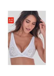 Bralette-BH s.Oliver "Maelle", Damen, Gr. 70, Cup D, wei&szlig;, Spitze, Obermaterial: 87% Polyamid, 11% Elasthan, 2% Polyester, BHs, ohne B&uuml;gel, aus blumiger Spitze, Dessous