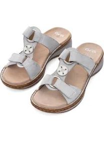 Pantolette Ara "HAWAII", Damen, Gr. 43, wei&szlig;, Veloursleder, unifarben, Schuhe Pantolette, Keilabsatz, Sommerschuh, Schlupfschuh mit Schmuckelement