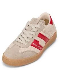Marc O'Polo Sneaker MARC O'POLO "aus Leder und Teddyfell", Damen, Gr. 38, natural, shiny rot, Obermaterial: 80% Polyester, 20% Leder, unifarben, Schuhe Sneaker