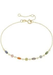 Armband Luigi Merano "mit farbigen Zirkonia, Gold 585", mehrfarbig, Armb&auml;nder, Damen, 19cm, Gelbgold 585, Armband