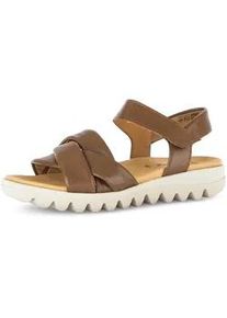 Riemchensandale Gabor, Damen, Gr. 39, cognac, Glattleder, Schuhe Riemchensandale, Sommerschuh, Keilsandalette, Bequemschuh mit Klettverschluss