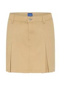 HUGO BOSS Minirock HUGO BLUE "Rundale", Damen, Gr. 42, open beige 280, Twill, Obermaterial: 100% Baumwolle, unifarben, mini, R&ouml;cke Minirock, mit Falten, Mid Waist