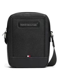Umh&auml;ngetasche Tommy Hilfiger "TH CENTRAL MINI REPORTER", Herren, Gr. B/H/T: 15cm x 20,5cm x 7cm, schwarz, Lederimitat, Taschen Umh&auml;ngetasche, Men Schultertasche, Crossbodybag mit verstellbarem Umh&auml;ngeriemen