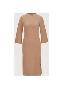 Madeleine Mode Strickkleid MADELEINE "Strickkleid Halbarm Kaschmir-Strickkleid in Midil&auml;nge", Damen, Gr. 42, N-Gr, beige (caramel), Obermaterial: 90% Schurwolle WV. 10% Kaschmir WS., Modern, normal, Kleider Strickkleid, Feminines Strickkleid mit Seitenschlitz