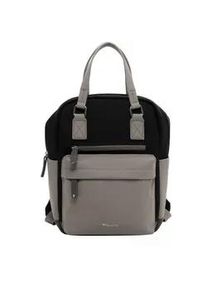 Rucksack Tamaris "Rucksack TAS Gianna", Damen, Gr. B/H/T: 31cm x 34cm x 17cm, schwarz (schwarz, grau 108), Obermaterial: 60% Polyurethan PU. 40% Polyester PES., Rucks&auml;cke Rucksack