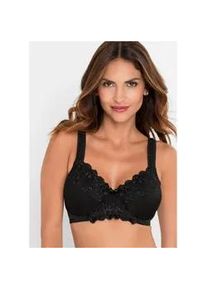 Minimizer-BH bonprix "Minimizer-BH mit gepolsterten Tr&auml;gern", Damen, Gr. 105, Cup D, schwarz, Obermaterial: 82% Polyamid, 18% Elasthan. Futter: 100% Baumwolle. Spitze: 62% Polyester, 31% Polyamid, 7% Elasthan, BHs Minimizer-BH, minimierende Passform, gepolfterte Tr&auml;ger