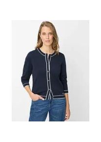 Strickjacke Brax "Style ANN", Damen, Gr. 40, navy, Strick, 100% Baumwolle, Rundhals, Strickjacken Strickjacke