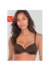 Schalen-BH Lascana "Vittoria", Damen, Gr. 85, Cup D, schokolade, Spitze, Obermaterial: 84% Polyamid (TACTEL), 16% Elasthan (LYCRA), Basic, BHs Schalen-BH, mit B&uuml;gel und R&uuml;cken aus floraler Spitze