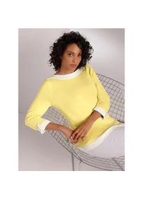 3/4 Arm-Pullover CREATION L PREMIUM "Seiden-Baumwoll-Pullover", Damen, Gr. 46, zitrone, 55% Seide, 45% Baumwolle, unifarben, Pullover