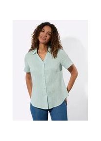 Hemdbluse Casual Looks, Damen, Gr. 44, kalkmint, gestreift, 81% Viskose, 19% Polyamid, unifarben, Blusen Hemdbluse