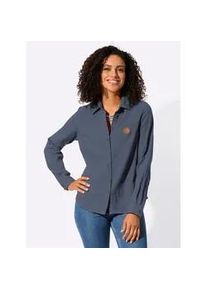 Langarmbluse Casual Looks, Damen, Gr. 36, rauchblau, 100% Baumwolle, unifarben, Blusen