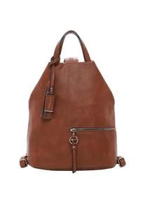 Rucksack Tamaris "Rucksack TAS Nele", Damen, Gr. B/H/T: 34cm x 32cm x 20cm, braun (cognac 700), Obermaterial: 60% Polyurethan PU. 40% Polyester PES., Rucks&auml;cke Rucksack
