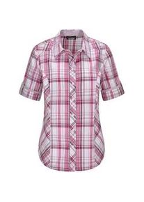 Hemdbluse GOLDNER "Blusenshirt mit Karomuster", Damen, Gr. 48, rosa (ros&eacute;, kariert), Obermaterial: 100% Baumwolle CO., gerade, Blusen Hemdbluse, Riegel am &Auml;rmel