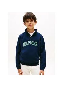 Sweatshirt Tommy Hilfiger "HILFIGER VARSITY ZIP SWEATSHIRT", Jungen, Gr. 12 (152), schwarz night navy, Sweatware, Obermaterial: 80% Baumwolle, 20% Polyester, unifarben, regular fit normal, Rundhals, eingesetzt B&uuml;ndchen, Sweatshirts Sweatshirt, Kinder bis 16 Jahre, regular fit