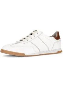 Sneaker PIUS Gabor, Herren, Gr. 9,5 (44), sanftes wei&szlig;, cognac, Nappaleder, Schuhe Sneaker, Freizeitschuh, Komfortschuh, Schn&uuml;rschuh mit Kontrastn&auml;hten, G-Weite