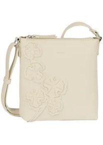 Umh&auml;ngetasche Gabor "Jovita", Damen, Gr. B/H/T: 21cm x 21,5cm x 6cm, sanftes wei&szlig;, Polyurethan, bestickt, clean, unifarben, Taschen Umh&auml;ngetasche, mit verspielten 3D-Bl&uuml;ten auf weich genarbtem Lederimitat