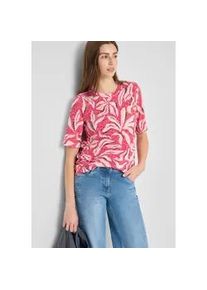 Rundhalsshirt Cecil, Damen, Gr. M (40), beetroot pink, Stoff, 65% Polyester, 35% Viskose, gebl&uuml;mt, comfort fit normal, Rundhals, abgesteppt, Shirts Rundhalsshirt, mit Blumenprint