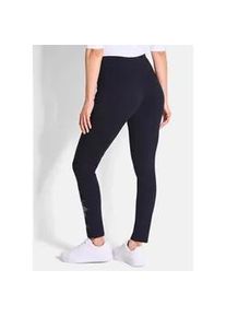 2-in-1-Hose GOLDNER "Kurzgr&ouml;&szlig;e Bequeme Baumwoll-Leggings, 2-St&uuml;ck", Damen, Gr. 24, K-Gr, blau (marine), Obermaterial: 95% Baumwolle CO. 5% Elasthan EL., Hosen