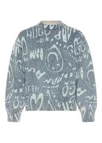 HUGO BOSS Strickpullover HUGO BLUE "Slicary", Damen, Gr. XXL (44), open miscellaneous 993, Strick, Obermaterial: 100% Baumwolle, gemustert, oversize normal, hoch geschlossener Ausschnitt, Rippb&uuml;ndchen, Pullover Strickpullover, mit Allover-Muster, oversize