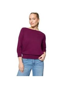 Strickpullover Zero "Damen mit Carmenausschnitt", Damen, Gr. 44, magenta lila, Obermaterial: 60% Viskose, 40% Baumwolle, unifarben, figurbetont normal, Carmenausschnitt, B&uuml;ndchen, Pullover Strickpullover, Plain/ ohne Details