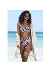 Highwaist-Bikini-Hose Sunseeker "Palina", Damen, Gr. 44, N-Gr, schwarz (schwarz bedruckt), Recycling-Polyamid, Paisleymuster, Badehosen, mit abnehmbarem G&uuml;rtel