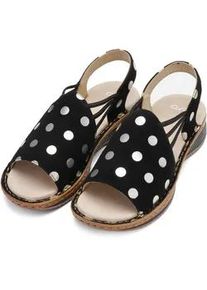 Riemchensandale Ara "HAWAII", Damen, Gr. 42, schwarz, goldfarben, Veloursleder, gepunktet, Schuhe Riemchensandale, Sommerschuh, Sandalette, Keilabsatz, mit Stretch-B&auml;nder, G-Weite