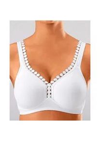 Soft-BH Petite Fleur, Damen, Gr. 90, Cup C, wei&szlig;, Trikot, Obermaterial: 80% Baumwolle, 15% Viskose, 5% Elasthan, BHs Soft-BH, ohne B&uuml;gel, Baumwoll-Qualit&auml;t