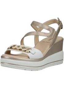 Keilsandalette Nero Giardini "Nero Giardini Sandalen Leder", Damen, Gr. 39, wei&szlig;, Leder, Schuhe