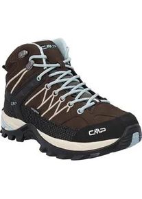 Wanderschuh CMP "RIGEL MID WMN WP TREKKING SHOES", Damen, Gr. 36, toffee, lagoon, Leder, Schuhe Wanderschuh, wasserdicht
