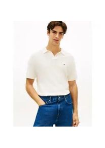 Polokragenpullover Tommy Hilfiger "COOL TOUCH STRUCTURE", Damen, Gr. XL, ivory petal, Strick, Obermaterial: 100% Baumwolle, regular fit normal, Rundhals, eingesetzt gerader Abschluss, Pullover, Regular fit mit Polokragen