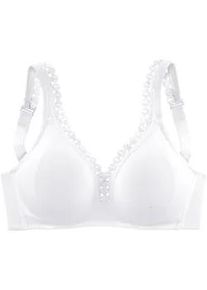 Soft-BH Petite Fleur, Damen, Gr. 85, Cup C, wei&szlig;, Trikot, Obermaterial: 80% Baumwolle, 15% Viskose, 5% Elasthan, BHs Soft-BH, ohne B&uuml;gel, Baumwoll-Qualit&auml;t