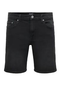 Only & Sons Shorts ONLY & SONS "ONSWEFT BOX PIM DNM SHORTS VD", Herren, Gr. XL, N-Gr, washed schwarz, Web, Obermaterial: 50% Baumwolle, 30% Polyester, 18% Viskose, 2% Elasthan, unifarben, regular fit, Hosen Shorts