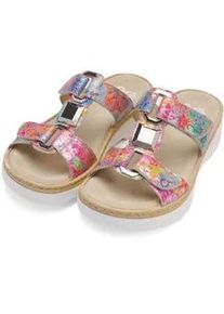 Pantolette Ara "CAPRI", Damen, Gr. 37, multicolor, Veloursleder, metallic, Schuhe Pantolette, Plateau, Sandale, Sommerschuh in Weite G (= weit)