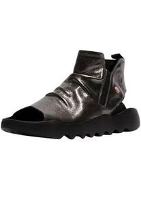 Schaftsandalette Softinos "Softinos Sandalen Leder/Textil", Damen, Gr. 37, graphite, Leder, Textil, Schuhe