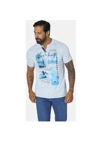 V-Shirt Jan Vanderstorm "T-Shirt TJELVAR", Damen, Gr. 4XL, blau (hellblau melange), Obermaterial: 90% Baumwolle CO. 10% Polyester COOLMAX PES(Coolmax)., Shirts