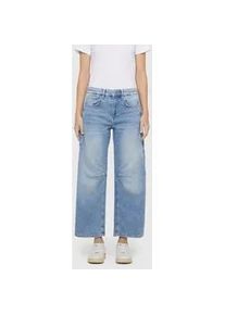 5-Pocket-Jeans MAC "OHIO Barrel", Damen, Gr. 38, N-Gr, light blau random washed, Denim/Jeans, Obermaterial: 99% Baumwolle, 1% Elasthan, bequem kn&ouml;chellang, Jeans 5-Pocket-Jeans, Barrel Fit, Naht-Detail auf Knieh&ouml;he