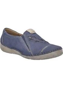Slipper Josef Seibel "Fergey 42", Damen, Gr. 42, blau, Leder, gebl&uuml;mt, Schuhe Slipper, Slip-On Sneaker, Halbschuh, Schlupfschuh mit Gummiz&uuml;gen, G-Weite