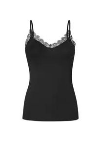 Unterhemd s.Oliver, Damen, Gr. 48/50, N-Gr, schwarz, Obermaterial: 95% Viskose (LENZINGTM ECOVEROTM), 5% Elasthan. Spitze: 100% Polyamid, unifarben, tiefer V-Ausschnitt, Unterhemden Unterhemd, tiefer V-Ausschnitt mit Spitzenkante, elastische Viskosemischung