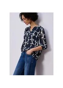 Tunika Street One, Damen, Gr. 46, shadowed navy, Stoff, Obermaterial: 100% Polyester; Futter: 100% Modal, gemustert, normal, V-Ausschnitt, eng B&uuml;ndchen, Tuniken, mit geschlitztem Rundhalsausschnitt