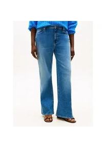 Bootcut-Jeans Tommy Hilfiger Curve "CRV DNM FINN FLARE RW", Damen, Gr. 52, N-Gr, finn, Denim/Jeans, Obermaterial: 82% Baumwolle, 16% Polyester, 2% Elasthan, unifarben, bootcut fit kn&ouml;chellang, Jeans, in gro&szlig;en Gr&ouml;&szlig;en, in ausgestellter Form