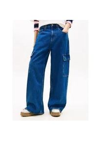 Tommy Hilfiger Loose-fit-Jeans TOMMY JEANS "CHARLIE MR LOOSE WD CARGO BJ4133", Damen, Gr. 29, L&auml;nge 30, denim medium, Denim/Jeans, Obermaterial: 99% Baumwolle, 1% Elasthan, weit, Jeans