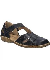 Sandale Josef Seibel "Rosalie 03", Damen, Gr. 42, schwarz, Leder, Schuhe Sandale, Komfortschuh, Halbschuh mit Blumenpr&auml;gung in der Laufsohle, G-Weite