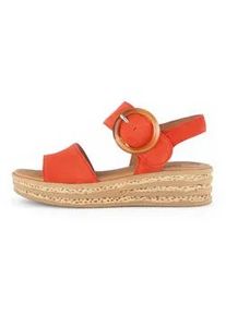 Keilsandalette Gabor, Damen, Gr. 39, rot, Veloursleder, unifarben, Schuhe, Riemchensandale, Sommerschuh mit Best Fitting-Ausstattung