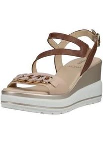Keilsandalette Nero Giardini "Nero Giardini Sandalen Leder", Damen, Gr. 38, braun, beige, Leder, Schuhe