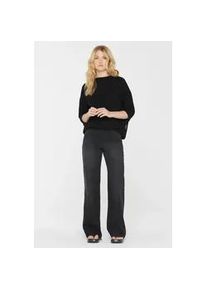 Rundhalsshirt SENSES.THE LABEL, Damen, Gr. 3XL, schwarz, Single Jersey, Material: 96% Baumwolle, 4% Elasthan, Strukturmuster, gerade normal, Rundhals, eingesetzt gerader Abschluss, Shirts Rundhalsshirt, mit Baumwolle