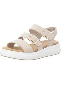 Plateausandale Remonte, Damen, Gr. 37, hellbeige, Ziegenveloursleder, unifarben, Schuhe, Sommerschuh, Sandale mit Softfu&szlig;bett und zwei Klettverschl&uuml;ssen