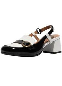 Slingpumps Fly London "Fly London Sandalen Leder", Damen, Gr. 39, wei&szlig;, schwarz, Leder, Schuhe Slingpumps