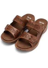 Pantolette Ara "HAWAII", Damen, Gr. 40, cognac, Glattleder, Lyralochung, Schuhe Pantolette, Keilabsatz, Schlupfschuh, Sommerschuh, in G-Weite (= weit)