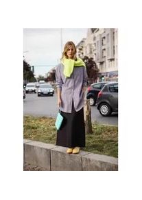 Langarmbluse SENSES.THE LABEL, Damen, Gr. S, schwarz, opticwei&szlig;, Web, Material: 100% Baumwolle, gestreift, oversize lang, hoch geschlossener Ausschnitt, &Auml;rmel mit &Auml;rmelschlitz 1-Knopf-Manschette, Blusen, mit R&uuml;ckenpasse